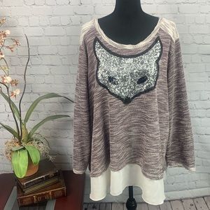 Avenue Plus Size Sweater With Fox, Size 30 / 32
